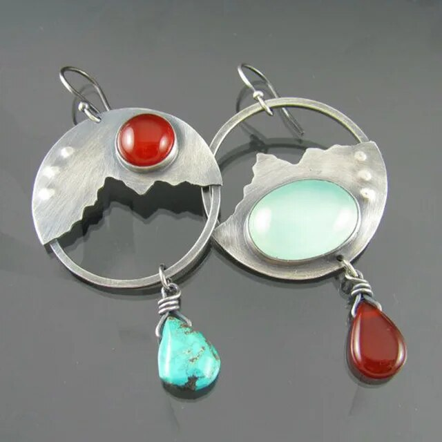 Vintage Landscape Earrings in Silver